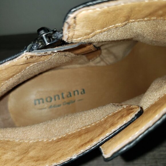 Montana Artisan Crafted Leather Ankle Boots Booties Black Size Women's 11 Buckle - Picture 8 of 12